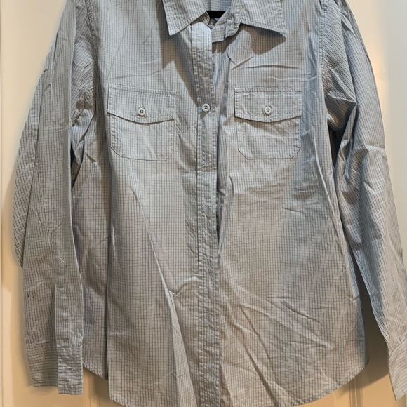 Gap Button Down Shirt Blue Checked Large Armpit To Armpit 22” Length 28”Cotton - Picture 5 of 5